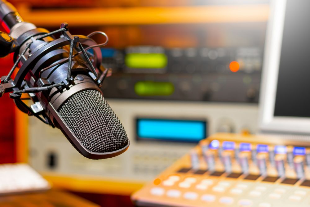 Microphone In Radio Broadcasting Podcast Voice Acting Studio