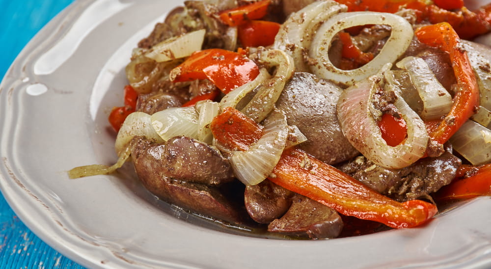 Liver And Kidney Sauce, Liver and Kidney cooked in a light Caramelised Onions sauce.