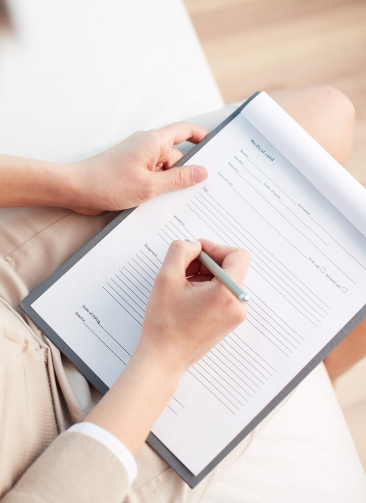 Female counselor writing down some information