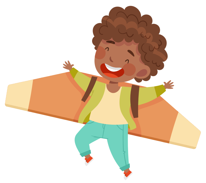 Joyful kid playing pilot with cardboard wings