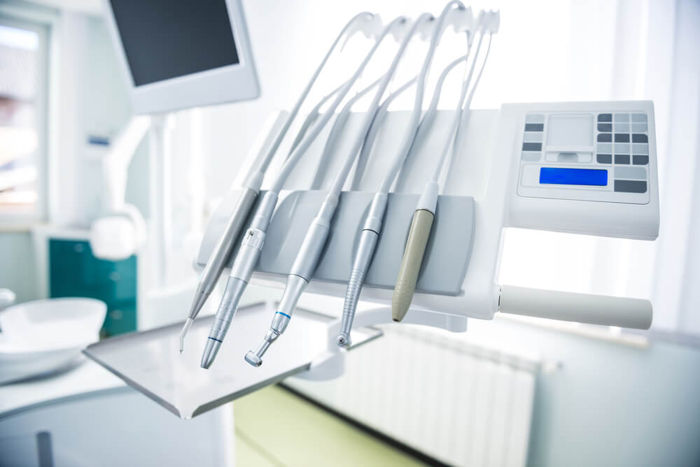 Different dental instruments and tools in a dentists office