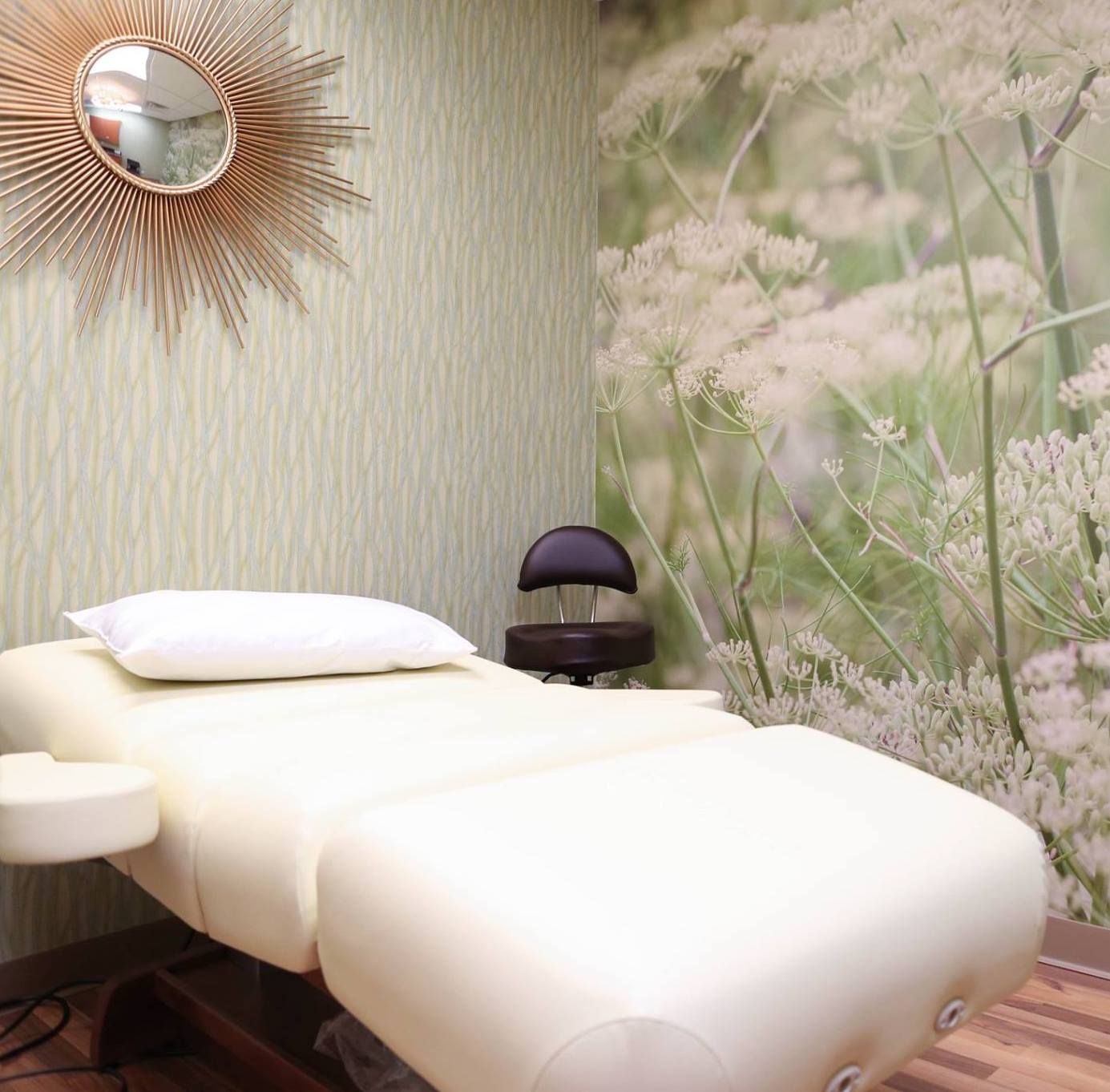 Treatment bed with beautiful floral background