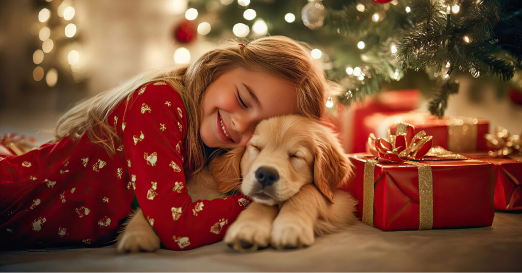 Mental Health Matters, happy kid with dog over holidays