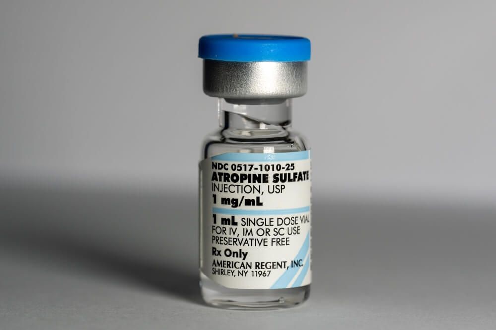 A bottle of Atropine sulfate medicine for injection