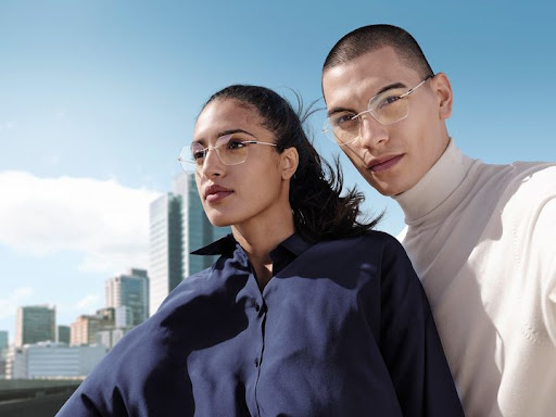 Couple with stylish glasses