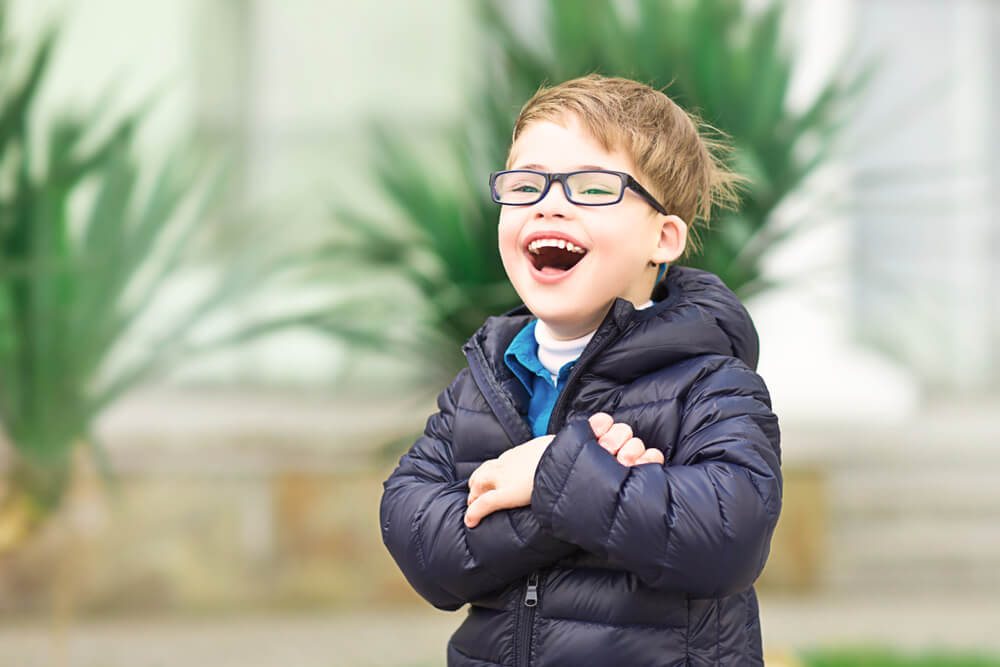 child with down syndrome. In the park.