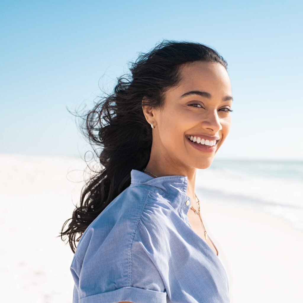 young woman at sea