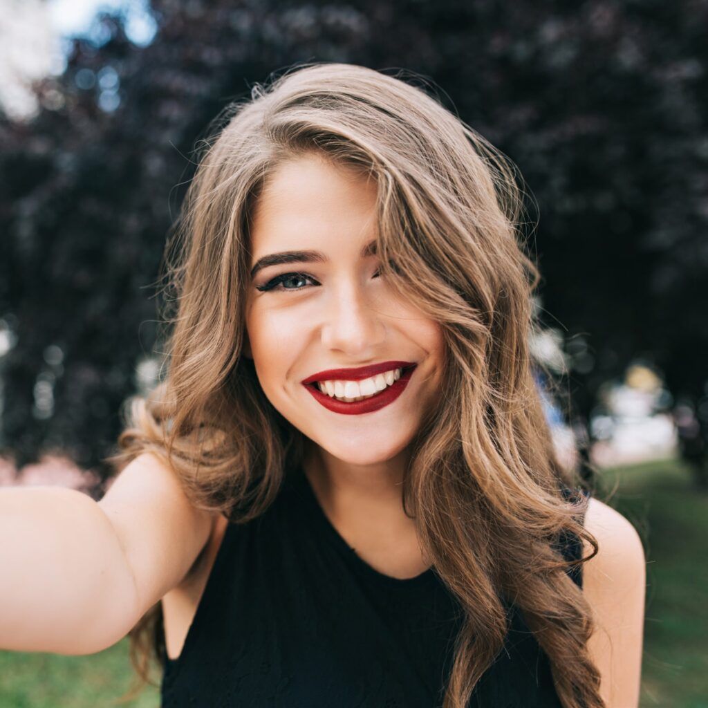 pretty girl with long curly hair