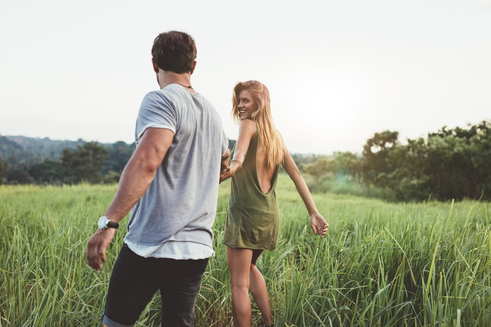 young couple walking