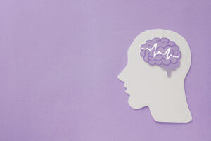 Encephalography Brain Paper Cutout On Purple Background autism Epilepsy And Alzheimer