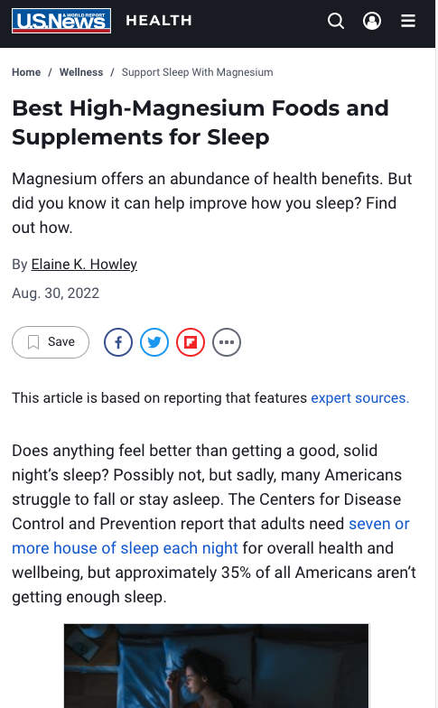 Best high magnesium foods and supplements for sleep