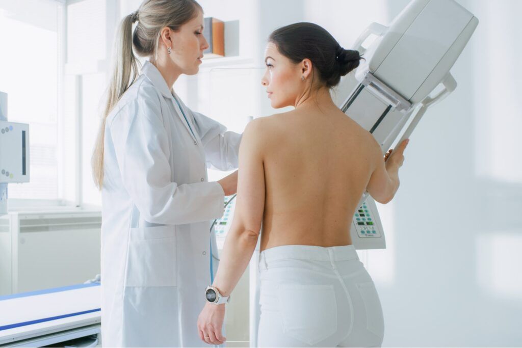 Mammogram Machine for a Female Patient.