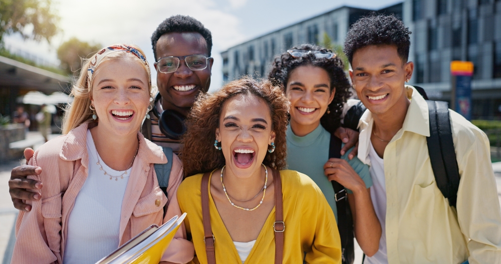 Happy students enjoying at school