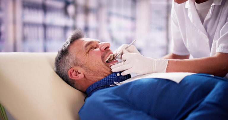 Dental Hygiene And Dentist Care For Old Senior Man