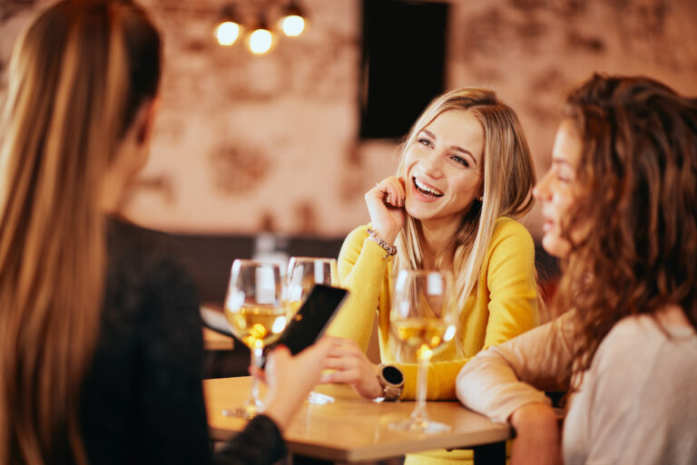 young girl talking with her friends