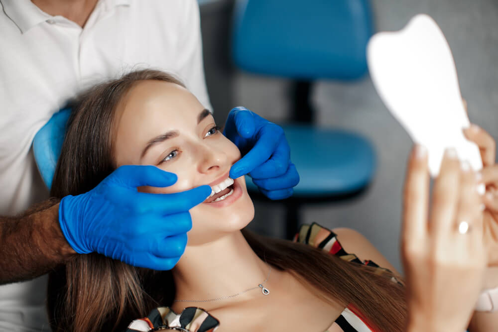 Dantist cabinet. woman at dentist