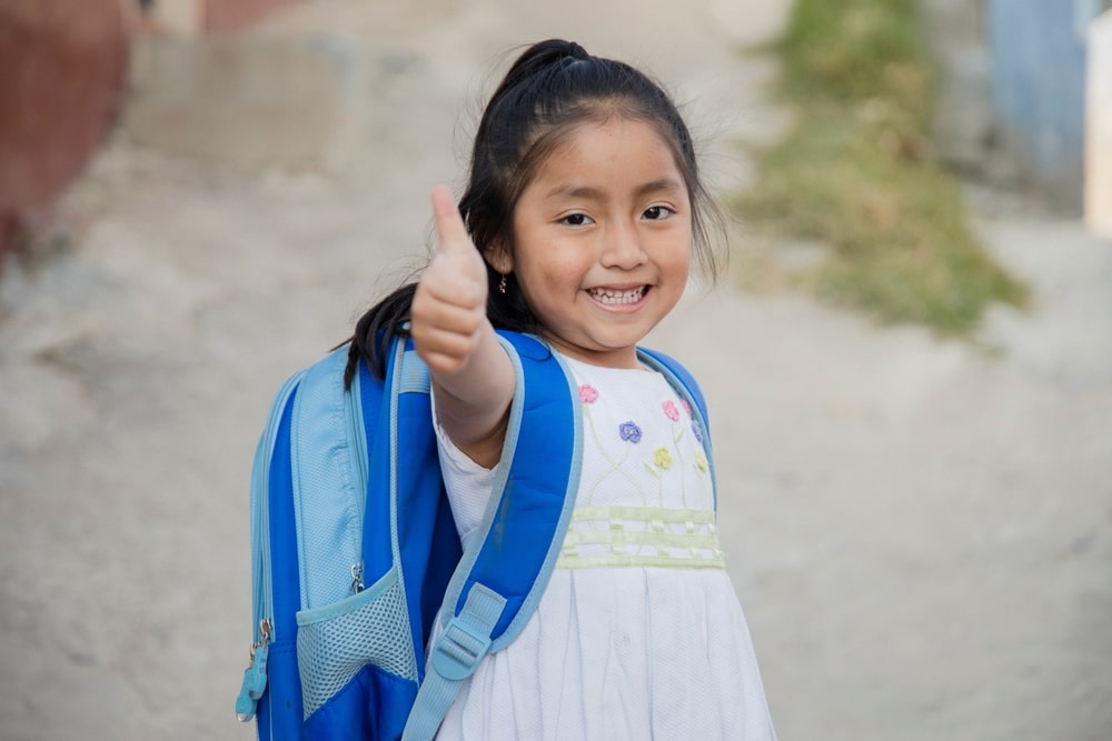 girl on her way to school