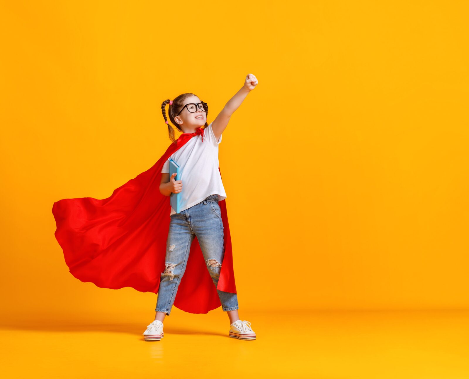 Girl wearing superman cloth