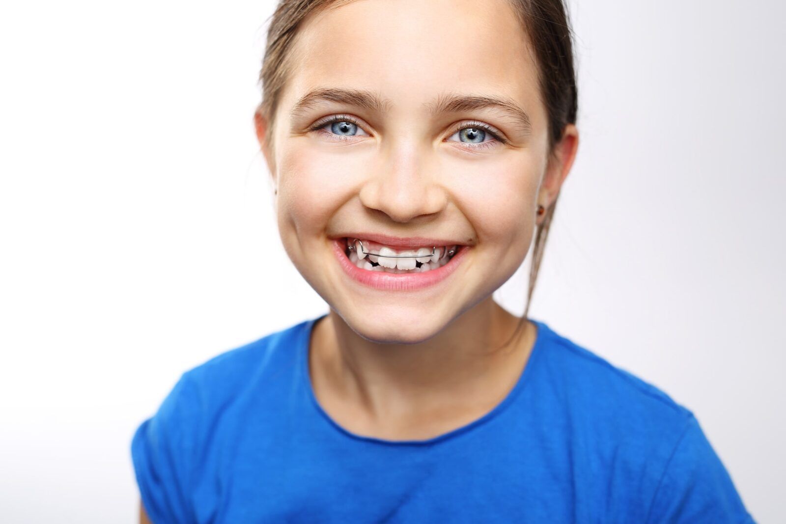 Kid girl having braces