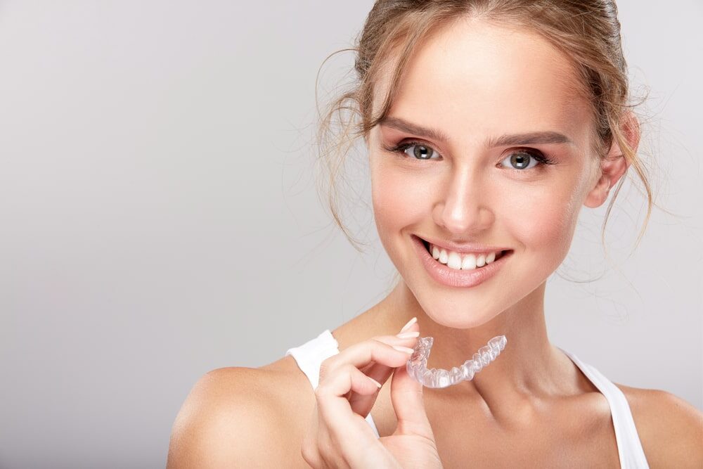 woman with strong white teeth