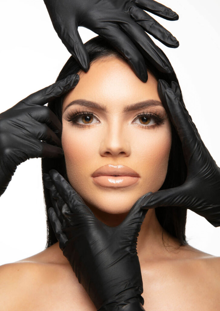 Hands on a woman face