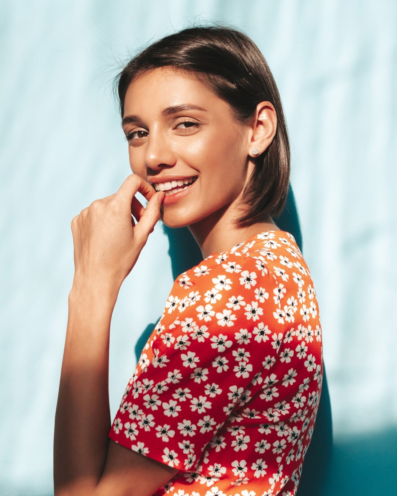 Young Woman in Orange Dress