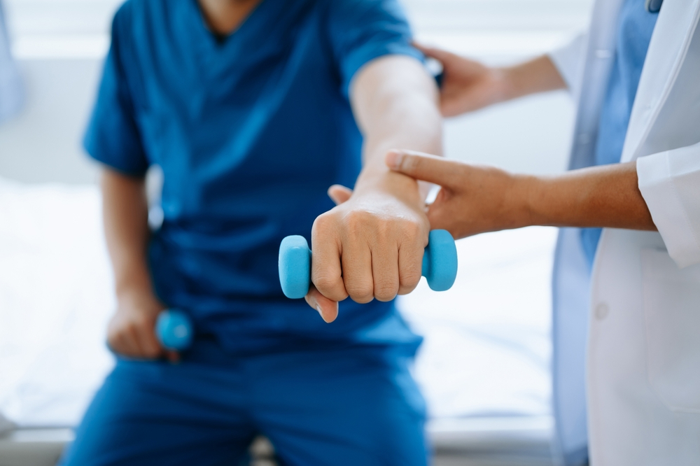 A patient in physical therapy for Stroke Recovery