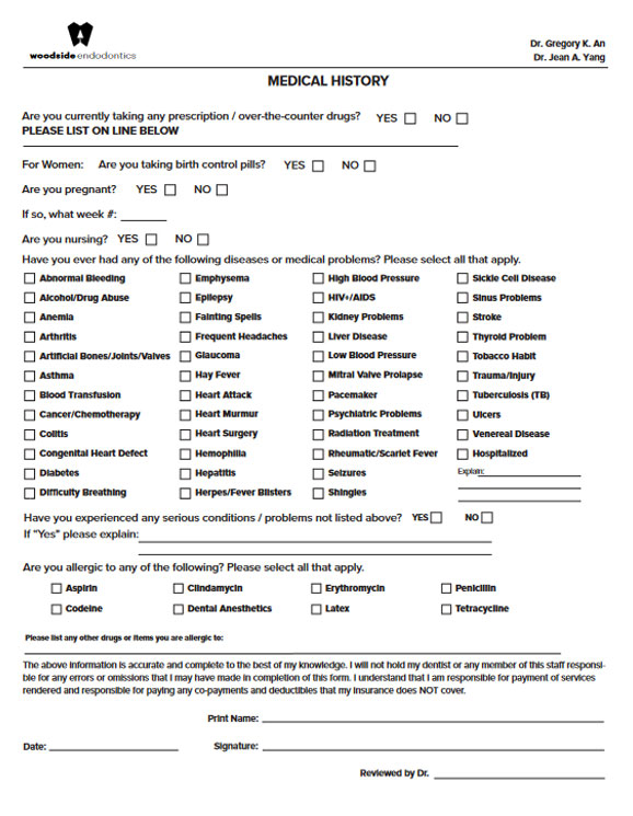 Medical History Form