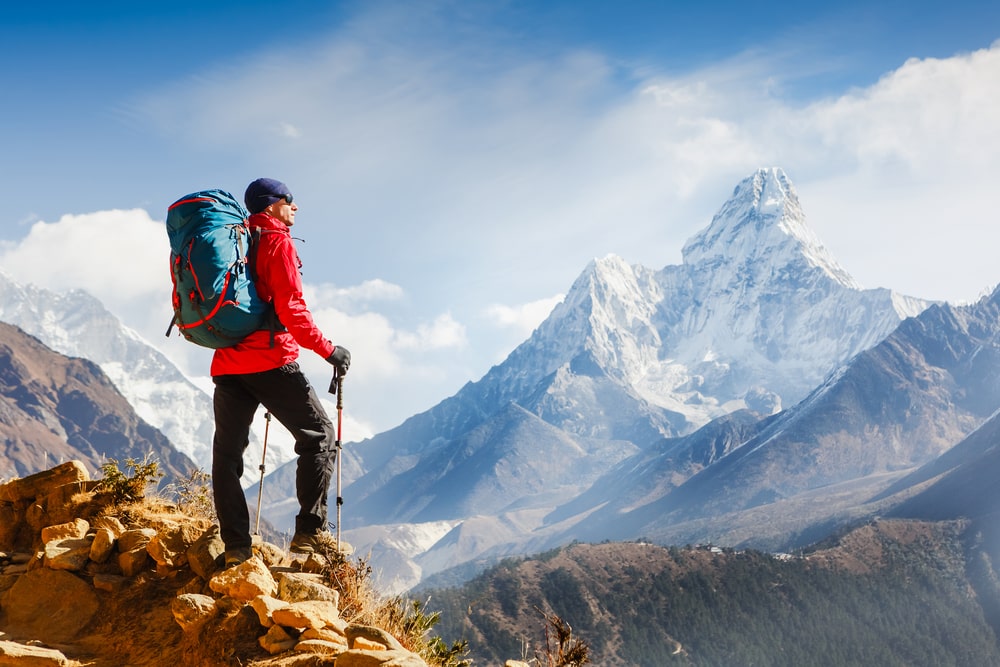 Active hiker enjoying the view