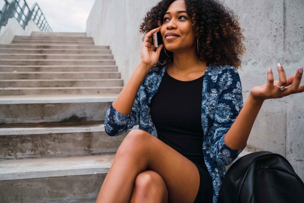 african american woman talking on the phone