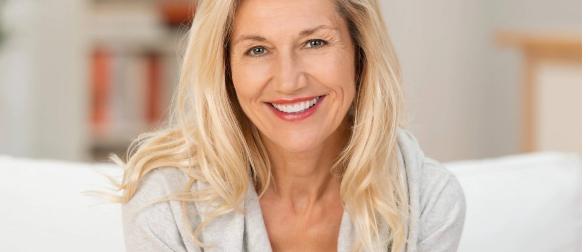 Middle Aged Blonde Woman Smiling