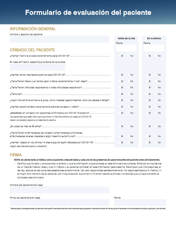 COVID-19 Form Spanish