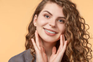 curly hair woman with brackets