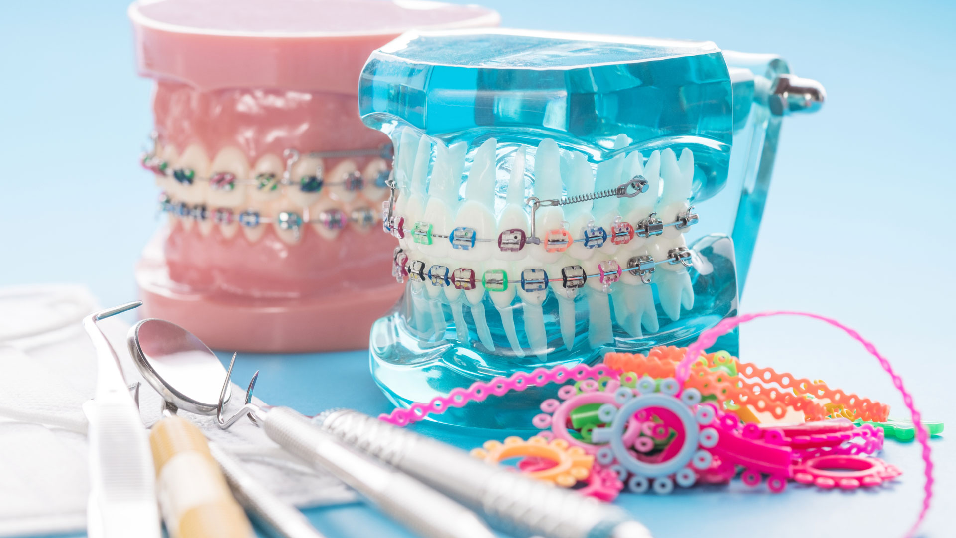 teeth model of varities of orthodontic bracket or brace