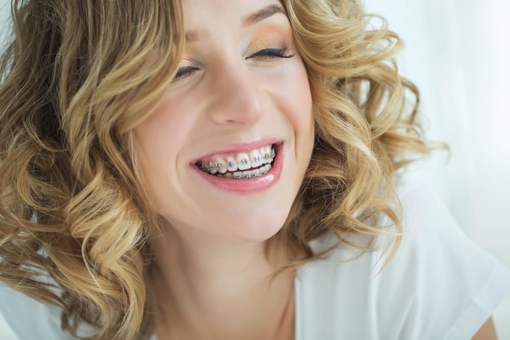 Young woman in braces