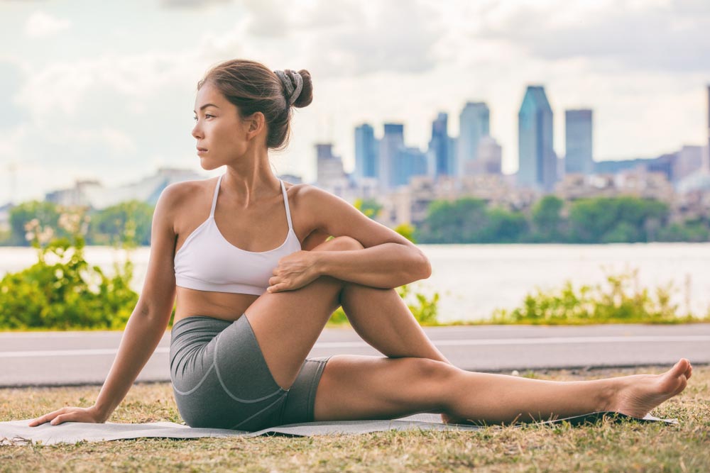 Yoga stretch exercise fit woman