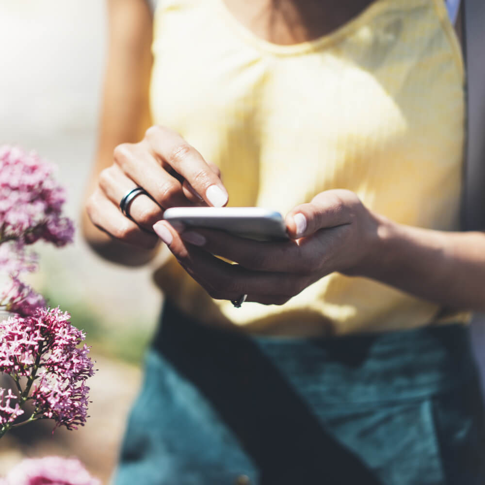 Young girl using cellphone