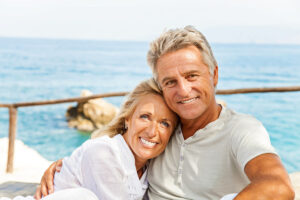 Portrait of a happy romantic couple outdoors.