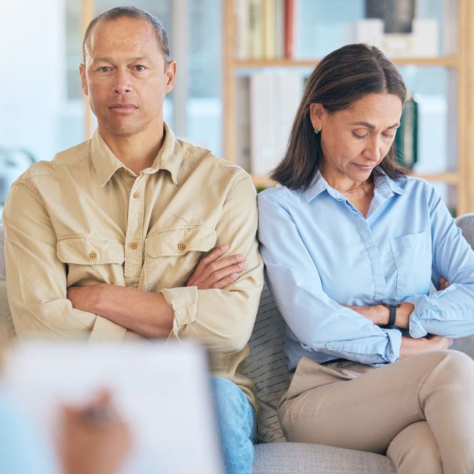 couple consulting therapist for failed marriage