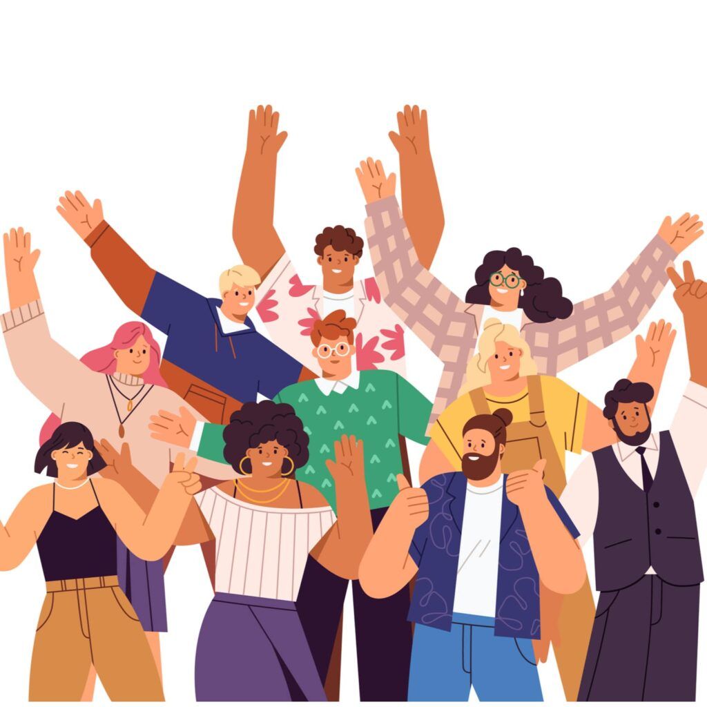 Group of happy people standing together - illustration