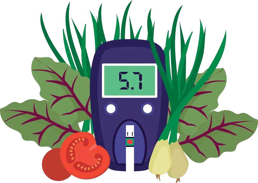 Diabetes checking machine with vegetables