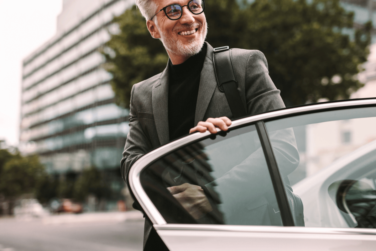 Man exiting vehicle after being dropped off