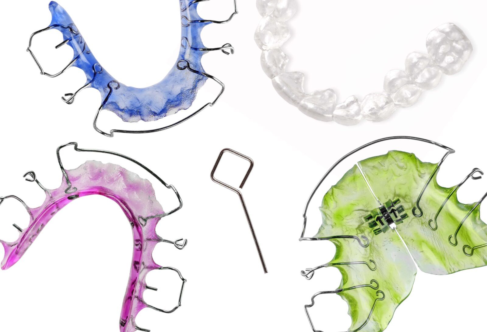 orthodontic retainers on white background