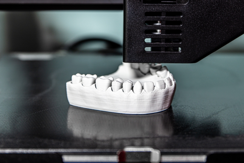 concept future technology in dentistry, dental prostheses from the 3d printer