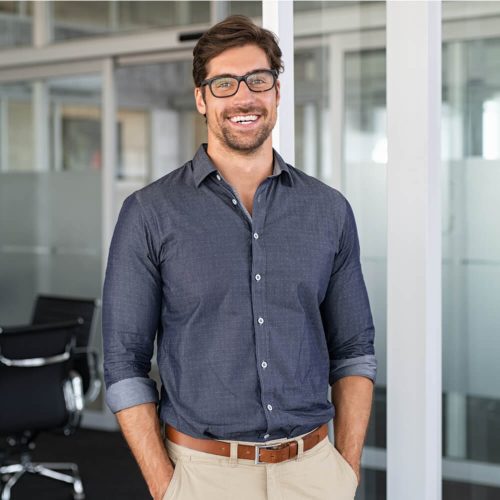 Portrait of young businessman wearing eyeglasses