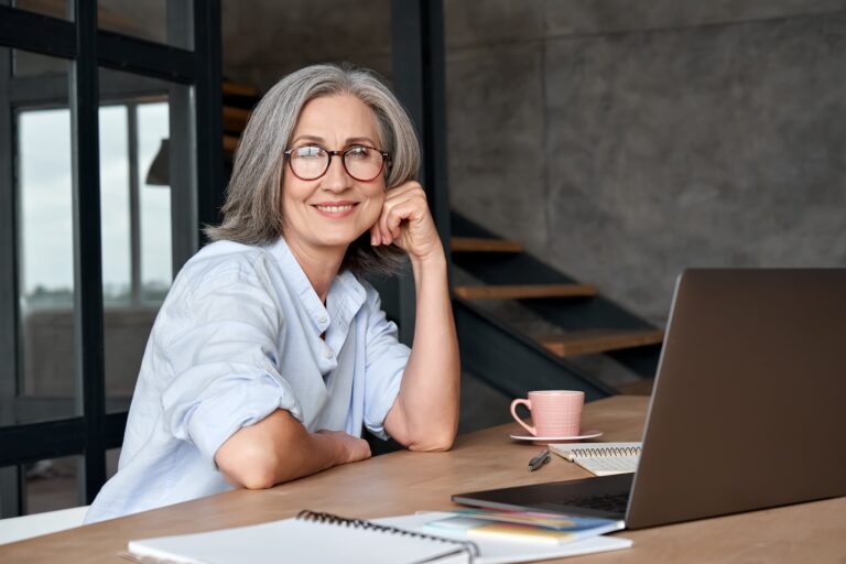 Grey Hair Woman Smiling