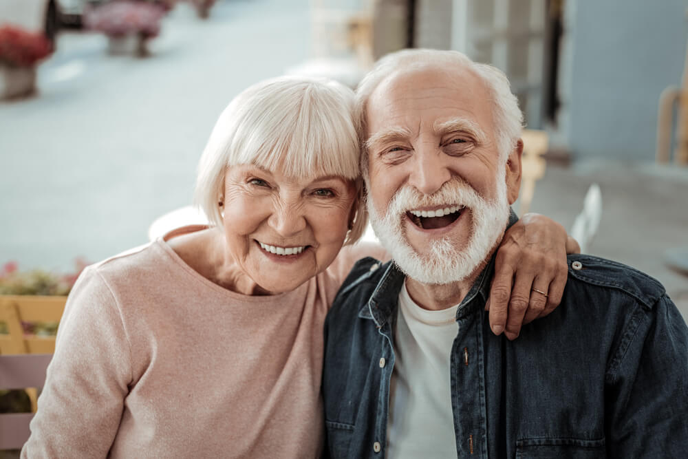 Elderly couple smiling