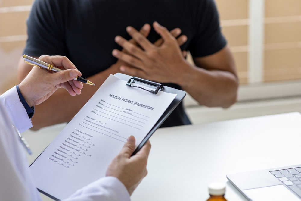 The doctor and the patient are discussing the details of the treatment, the results of the physical examination of the patient. Annual physical examination concept.