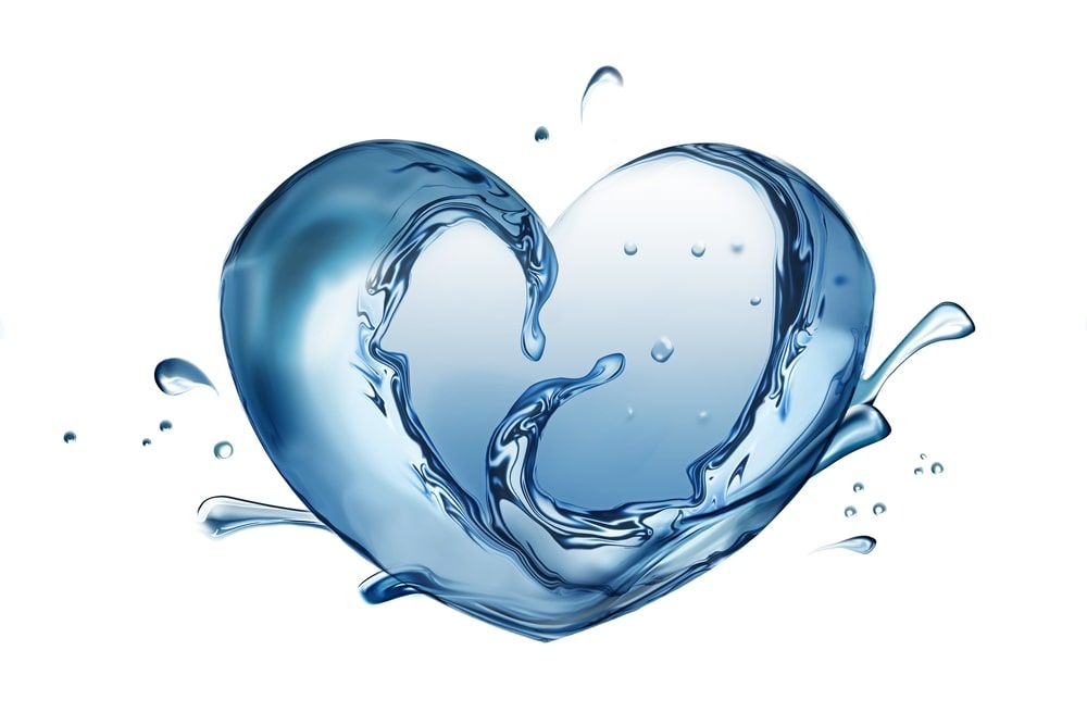 Water heart on white background